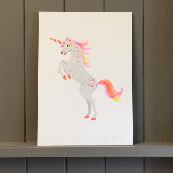 Petra Boase Risograph Unicorn Print A4