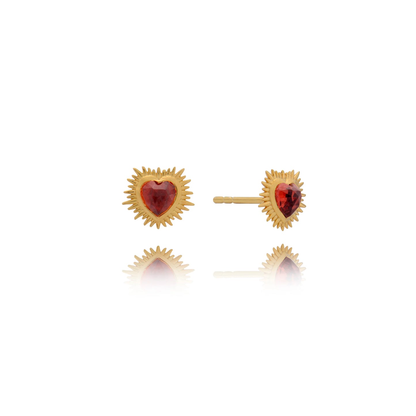 Electric Love Garnet Heart Studs