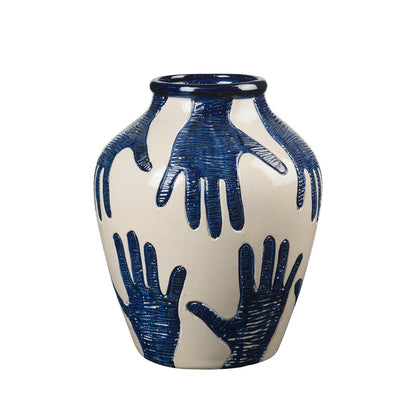 Handprint Mime Ceramic Vase