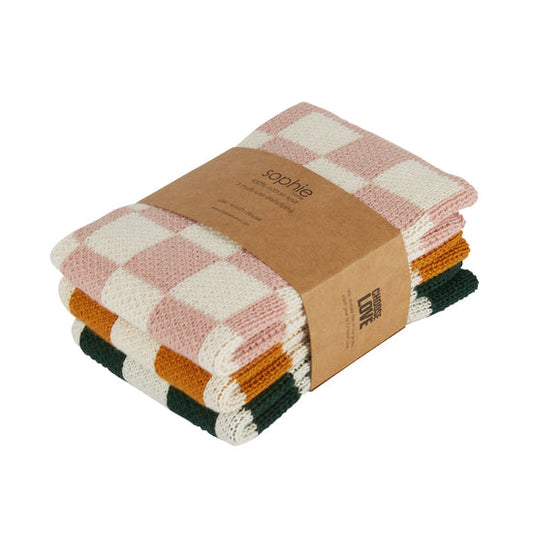 Sophie Home Pink Check Reusable Cloths